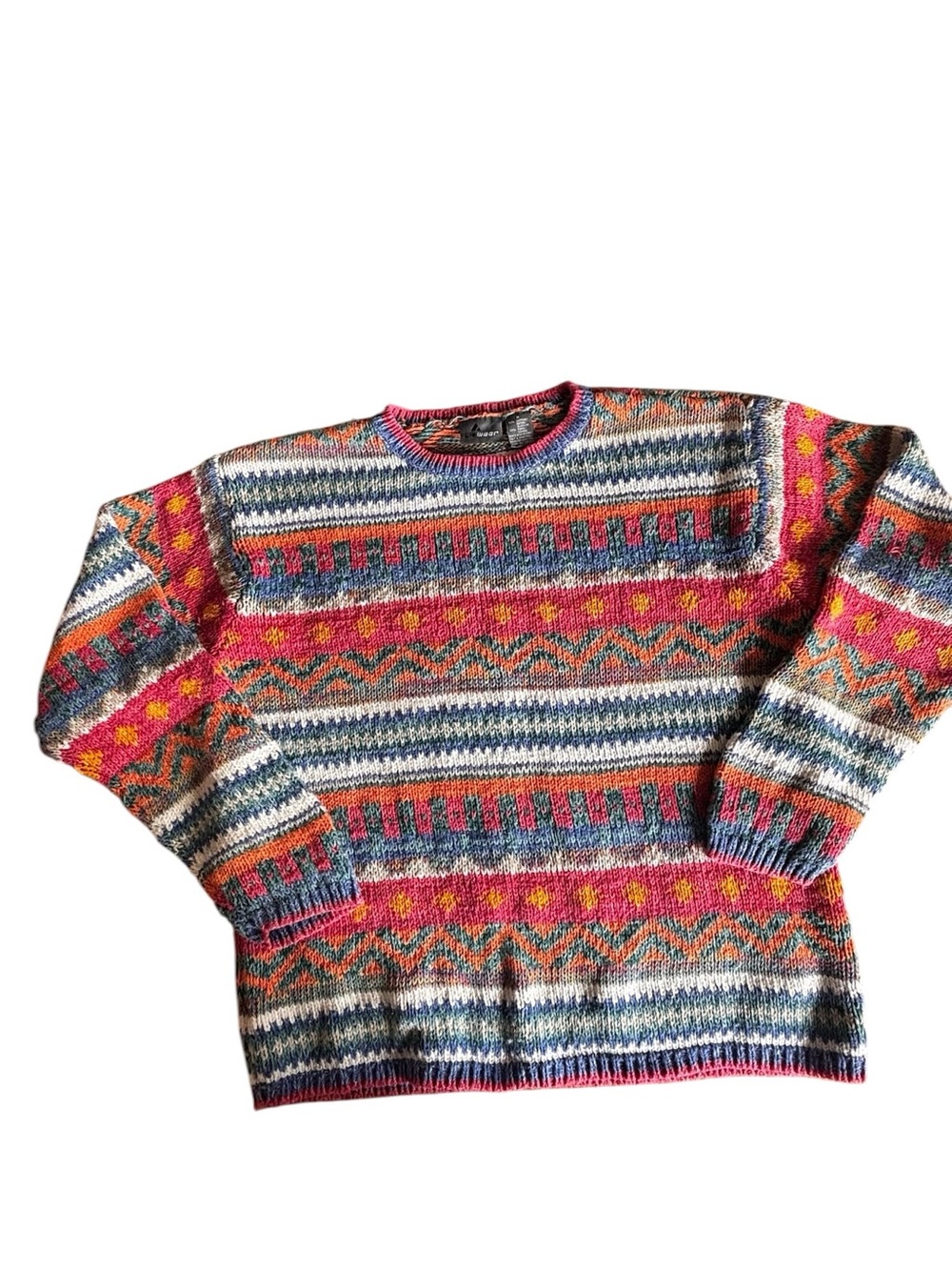 Vintage Liz Wear Cotton Fair Isle Pullover
Liz Claiborne 
Made in Hing Kong
M